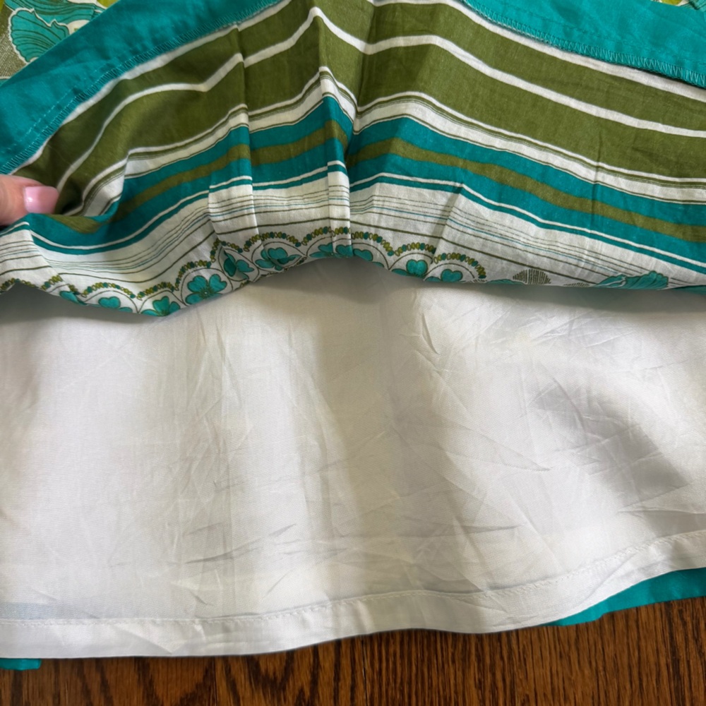 Ann Taylor Teal Green Mid Length Floral Print Skirt Size 0 - Picture 5 of 9